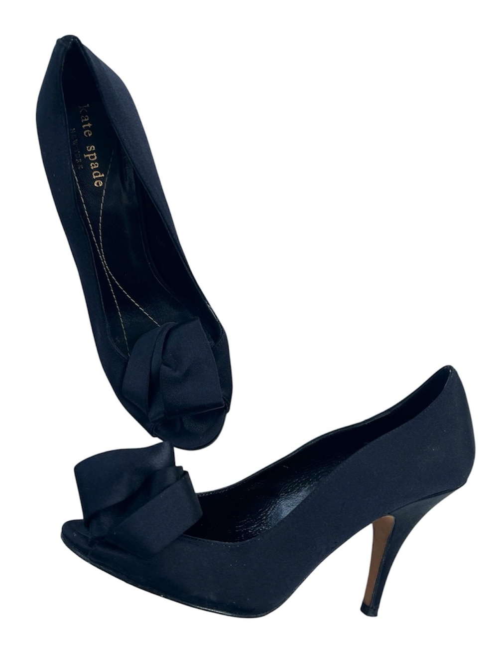 kate spade Black Peep-Toe Bow Pumps